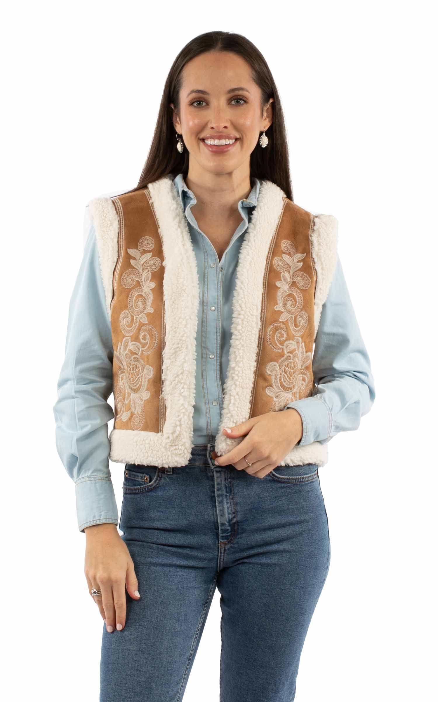 Emb. Faux Sherpa Vest - HC998