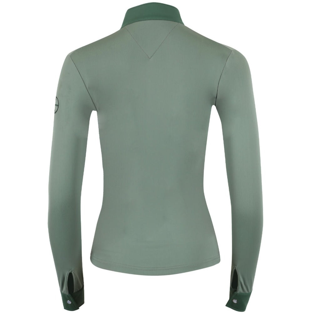 Roxana - Sage &amp; Hunter Green Long Sleeve Riding Shirt