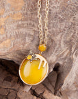 Yellow Agate Honey Drip Golden Necklace