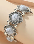 Western Silver Chunky Rodeo Fashion Bracelets - White