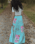 Baha Ranch Retro Pop Western Prairie Maxi Skirt