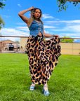 Baha Ranch Retro Pop Western Leopard Print Maxi Prairie Skirt