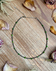Green Turquoise Glass Seed Bead Necklace – 14 Inch