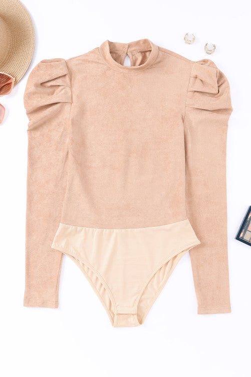 Suede bubble sleeve Bodysuit