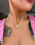 Jesus CZ 18k necklace