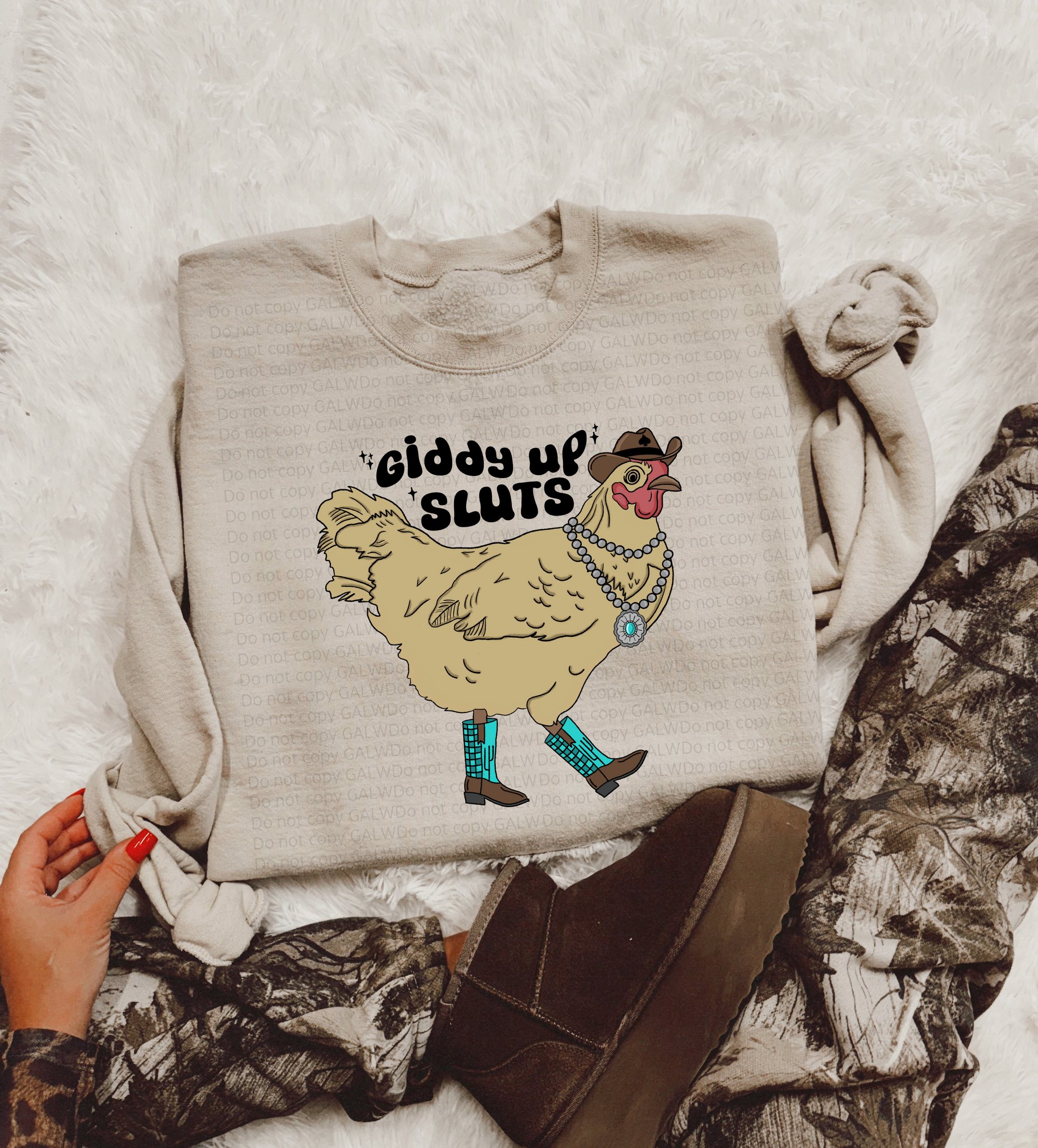 Giddy up sluuuts chicken tee &amp; sweatshirt