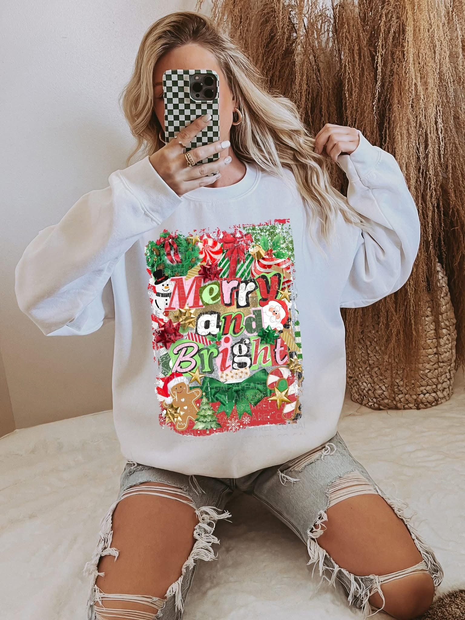 Merry &amp; bright collage tee or sweatshirt