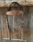 Light Oil Floral Whipstitch Browband Headstall / Bridle 