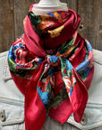 35X35" Red Big Floral Wild Rag / Scarf WR1020