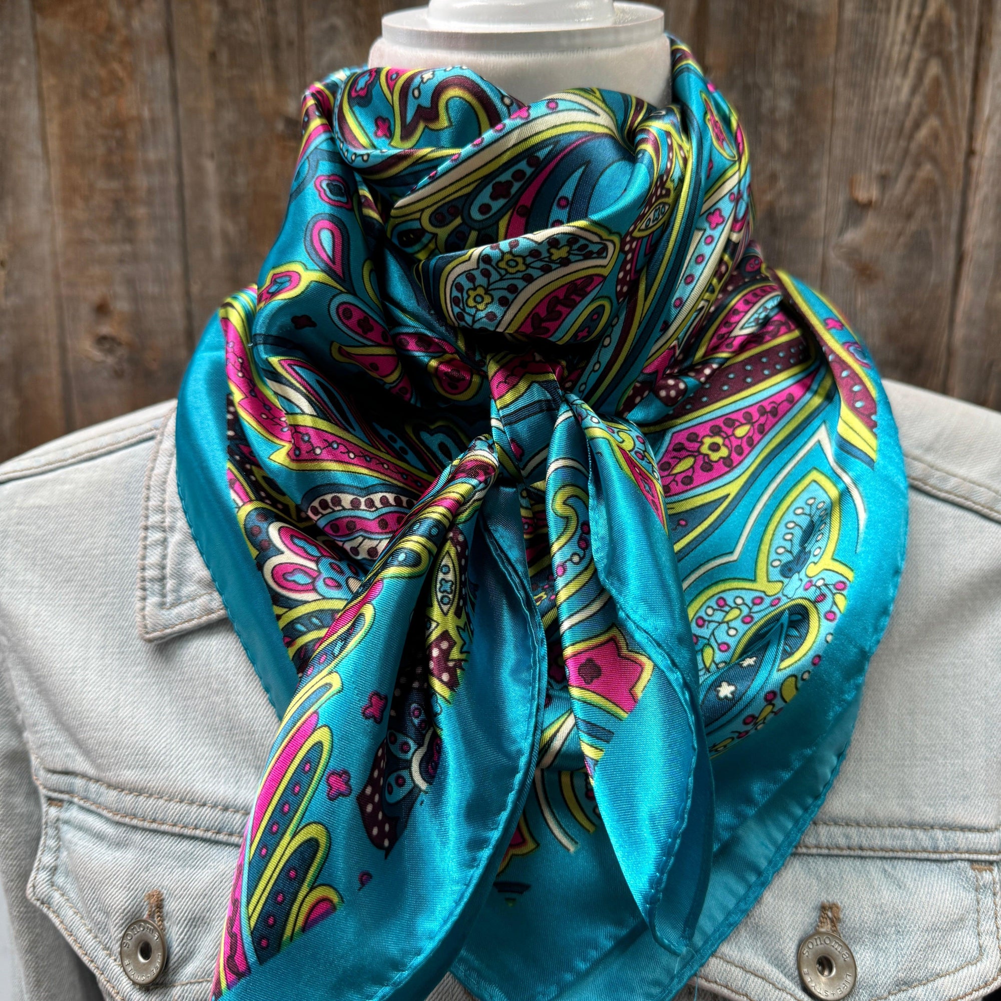35X35" Blue Fun Floral Wild Rag / Scarf WR1019NW