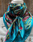 35X35" Blue Fun Floral Wild Rag / Scarf WR1019