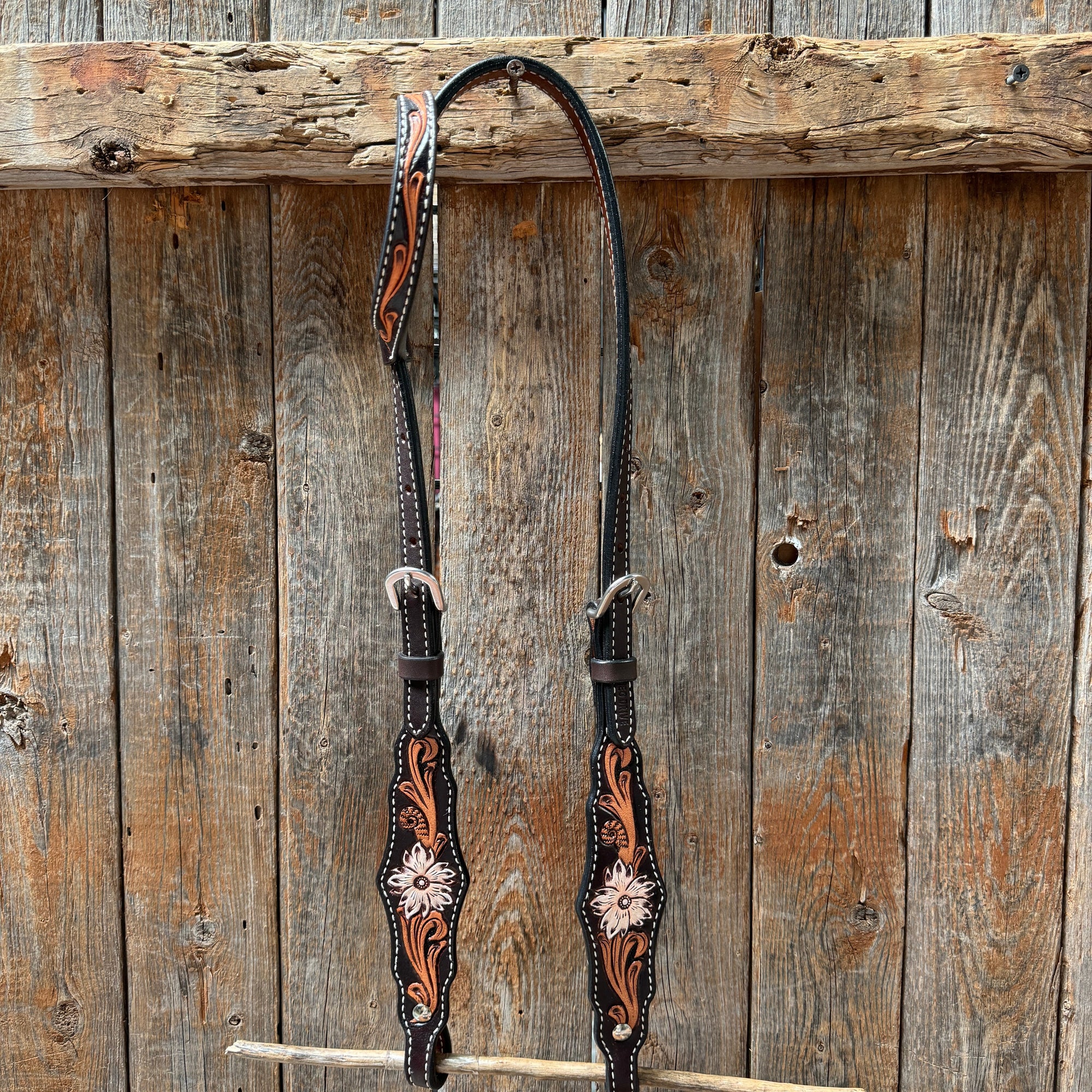 Triple Tone Floral One Ear Headstall / Bridle 
