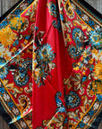 35X35" Black and Red Floral Paisley Wild Rag / Scarf WR1025