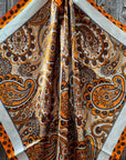 35X35" Orange and Cream Giant Paisley Wild Rag / Scarf WR1028