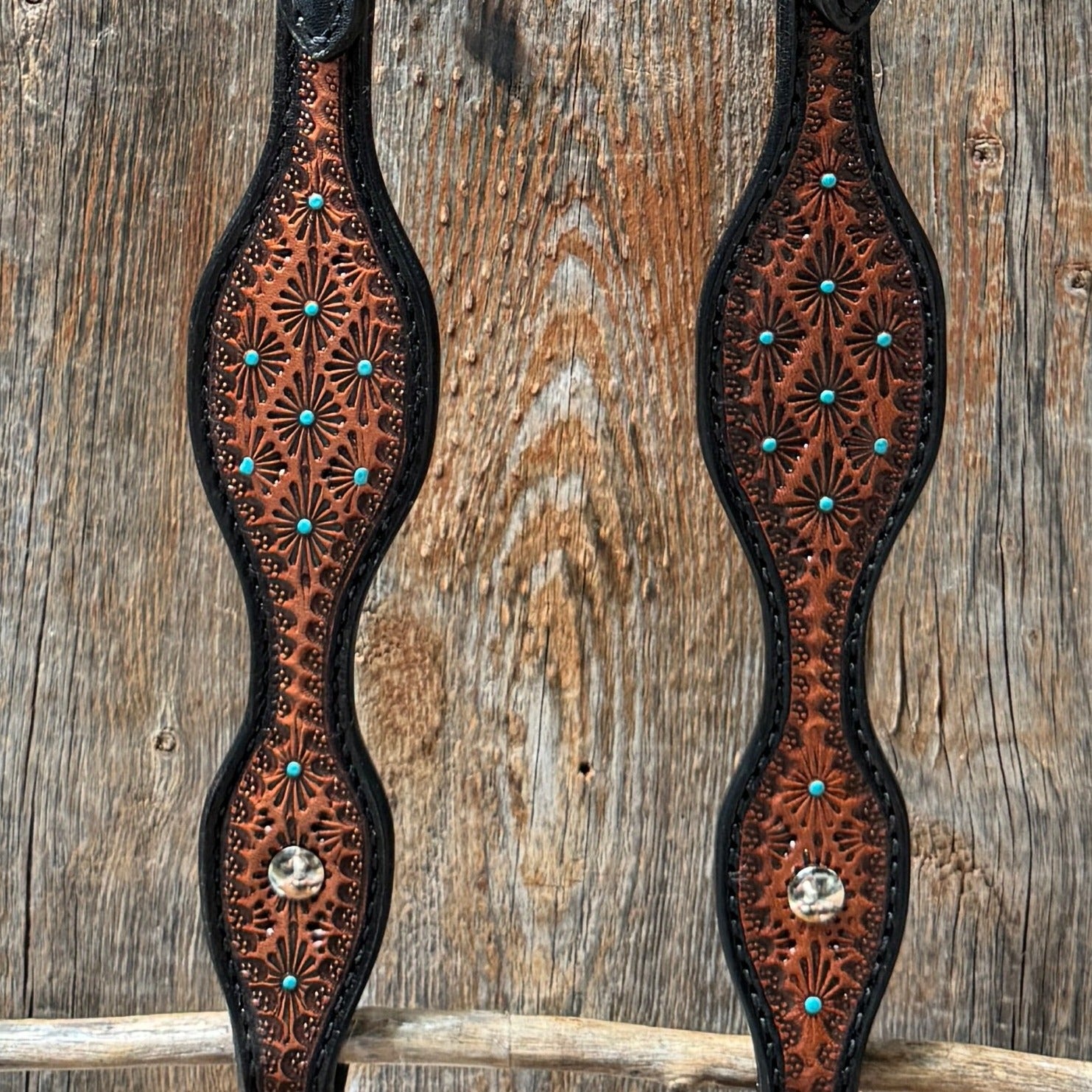 Teal Diamond Scalloped One Ear Headstall / Bridle 