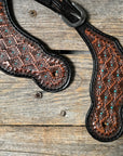 Teal Dot Diamond Tooled Spur Straps