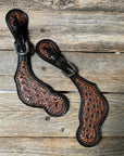 Teal Dot Diamond Tooled Spur Straps