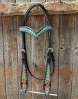 Multi Flower V Browband Headstall / Bridle 