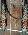 Multi Flower V Browband Headstall / Bridle 