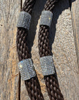 Brown Nylon Barrel Racing Reins with Rhinestones 