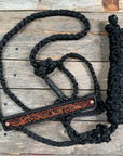 Mule Tape Halter - Leather Buckstitch Noseband - Copper Accents
