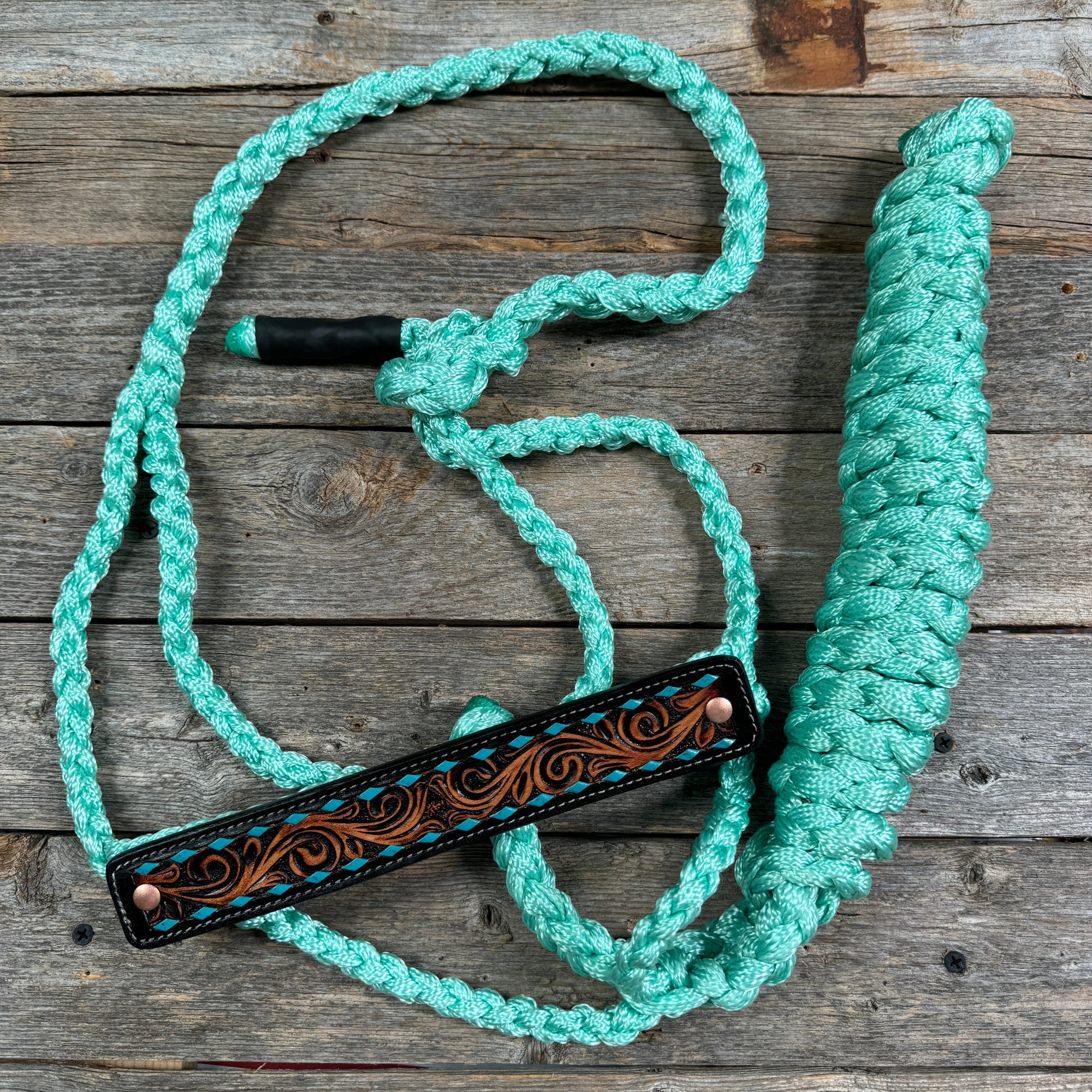 Mule Tape Halter - Leather Buckstitch Noseband - Copper Accents