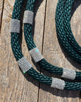 Emerald Nylon Barrel Racing Reins with Rhinestones 
