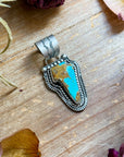 Sterling Silver Kingman Turquoise Lightning Bolt Pendant – Made by Artist Shay Pfeiffer