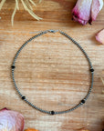 Sterling Silver Pearl & Black Onyx Necklace – 15”