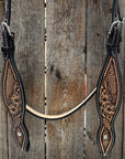 Two Tone Floral and Basketweave Browband Headstall / Bridle 