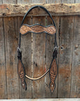 Two Tone Floral and Basketweave Browband Headstall / Bridle 