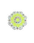 Bright Silver Neon Yellow - AB Crystal Conchos - Sizes from 1"- 3" and Buckles