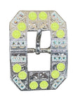 Bright Silver Neon Yellow - AB Crystal Conchos - Sizes from 1"- 3" and Buckles