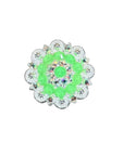 Bright Silver Neon Green - AB Crystal Conchos - Sizes from 1"- 3" and Buckles