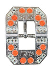 Bright Silver Neon Orange - AB Crystal Conchos - Sizes from 1"- 3" and Buckles