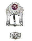 Bright Silver Fuchsia - AB Crystal Conchos - Sizes from 1"- 3" and Buckles