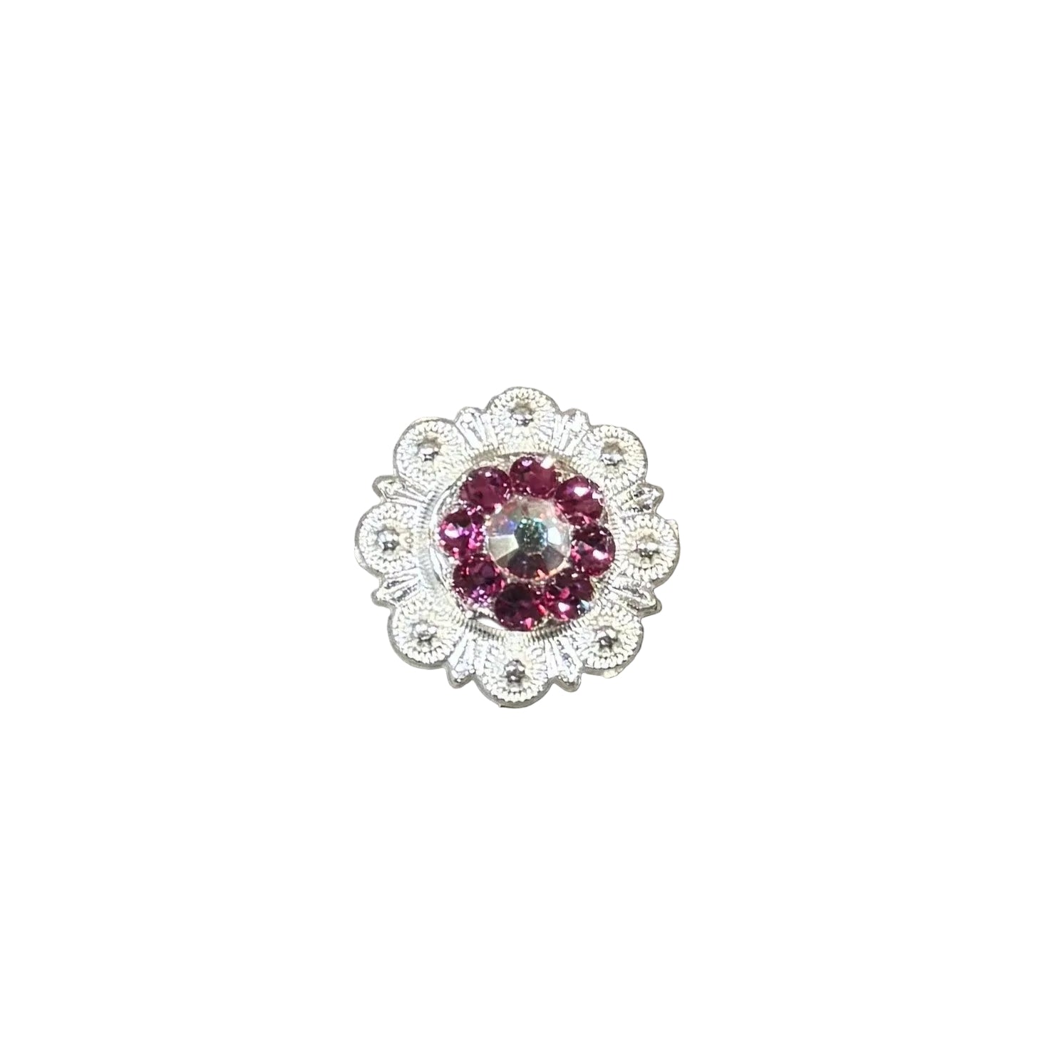 Bright Silver Fuchsia - AB Crystal Conchos - Sizes from 1"- 3" and Buckles