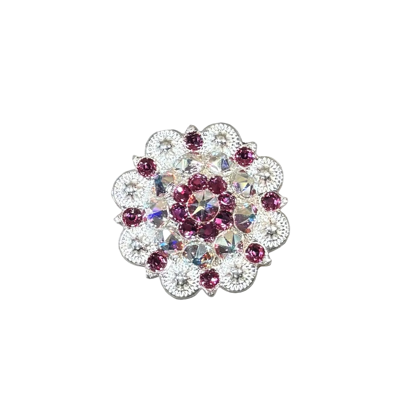Bright Silver Fuchsia - AB Crystal Conchos - Sizes from 1"- 3" and Buckles