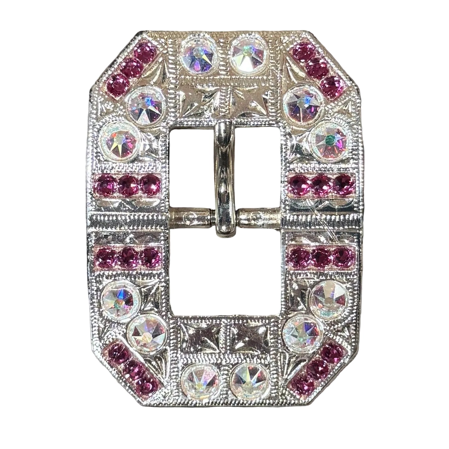 Bright Silver Fuchsia - AB Crystal Conchos - Sizes from 1"- 3" and Buckles