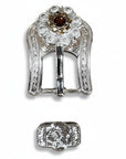 Bright Silver Topaz - Champagne Crystal Conchos - Sizes from 1"- 3" and Buckles