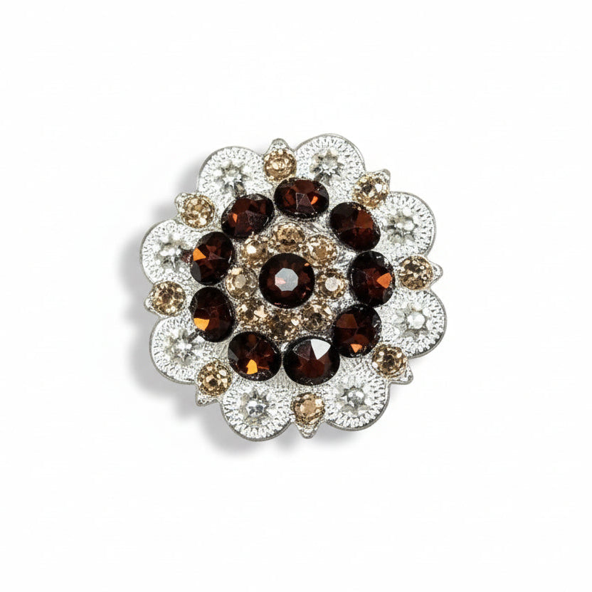 Bright Silver Topaz - Champagne Crystal Conchos - Sizes from 1"- 3" and Buckles