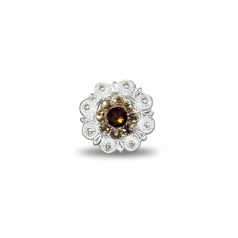 Bright Silver Topaz - Champagne Crystal Conchos - Sizes from 1"- 3" and Buckles