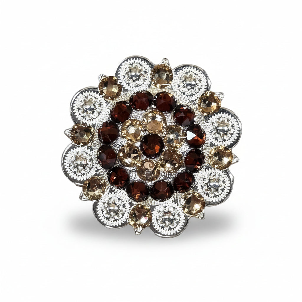 Bright Silver Topaz - Champagne Crystal Conchos - Sizes from 1"- 3" and Buckles