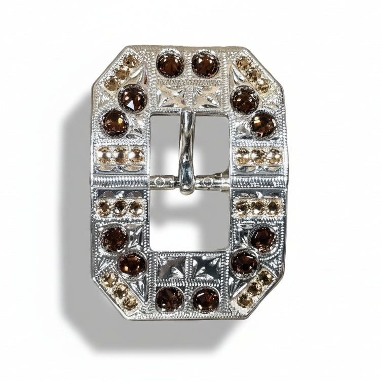 Bright Silver Topaz - Champagne Crystal Conchos - Sizes from 1"- 3" and Buckles