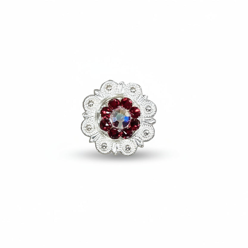 Bright Silver Ruby - AB Crystal Conchos - Sizes from 1"- 3" and Buckles