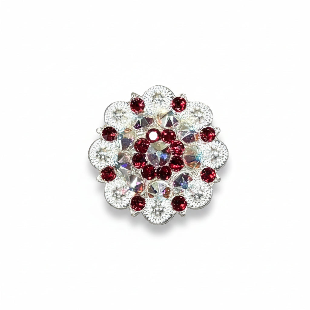 Bright Silver Ruby - AB Crystal Conchos - Sizes from 1"- 3" and Buckles