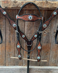 Teal Diamond Topaz and Turquoise Browband / One Ear - Breastcollar Tack Set 