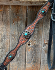 Teal Diamond and Turquoise Flower Browband / One Ear - Breastcollar Tack Set 