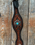 Teal Diamond and Turquoise Flower Browband / One Ear - Breastcollar Tack Set 