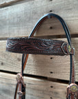 Dark Oil Braided Sunflower Browband / One Ear - Breastcollar Tack Set 